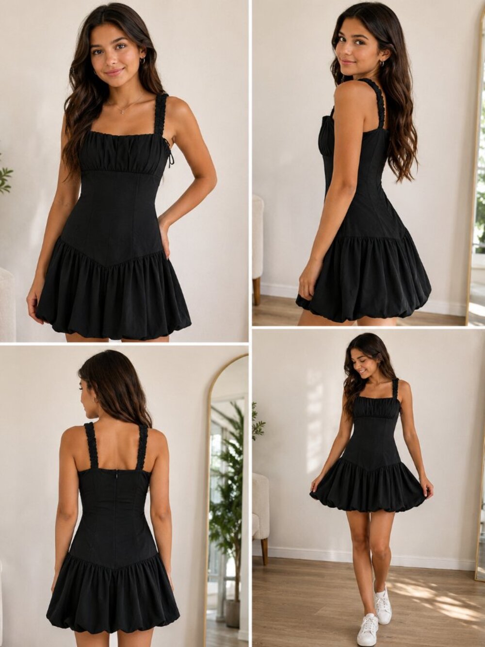Black Bubble Hem Mini Dress | Size Small. Forever 21
